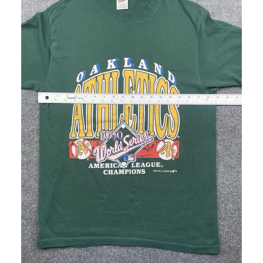 Vintage 1990 Oakland MLB Baseball Champions Shirt Green Large Single Stitch USA - Picture 7 of 8